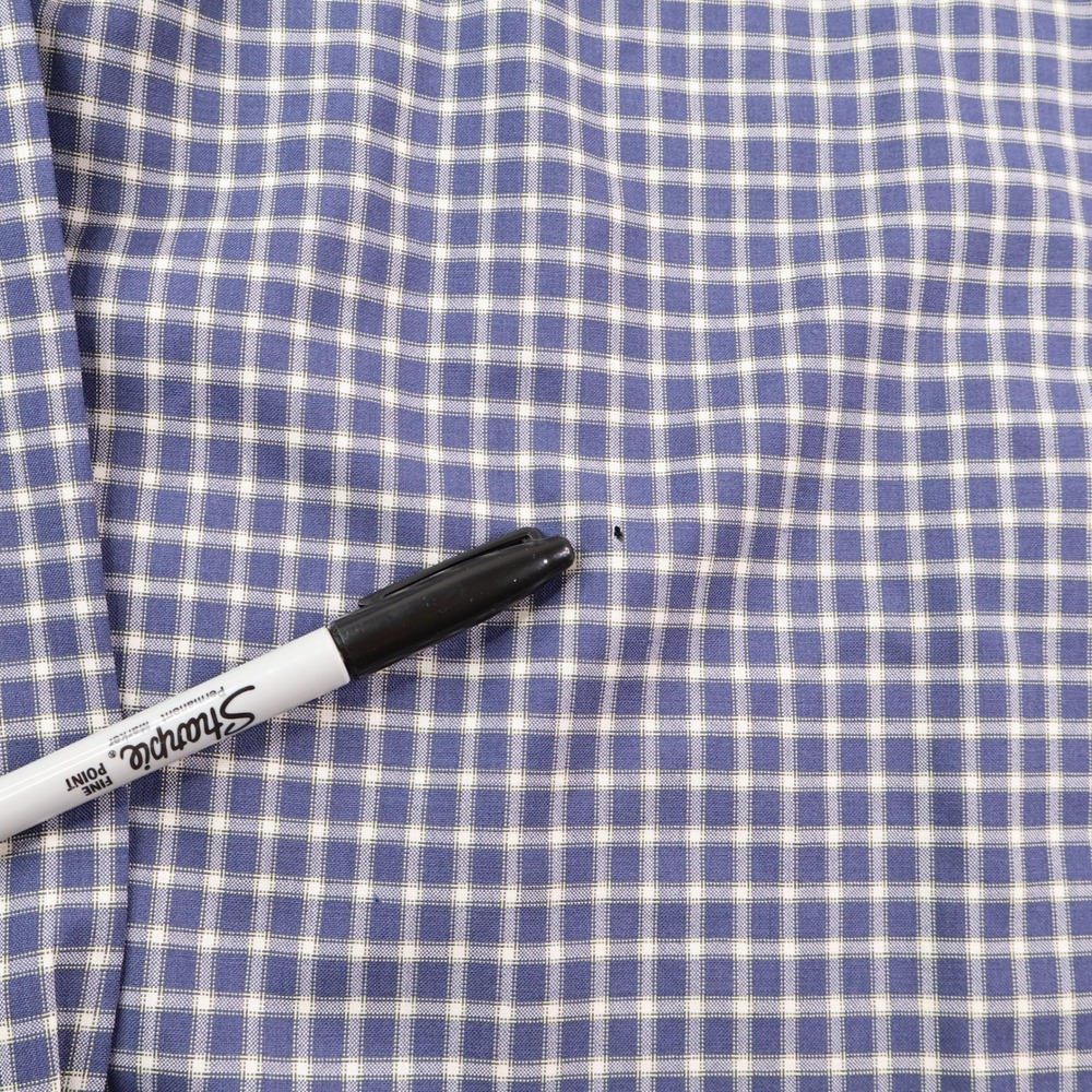 Wool & Prince Slim Merino Wool Gingham Shirt Men's M Blue White - Picture 7 of 11